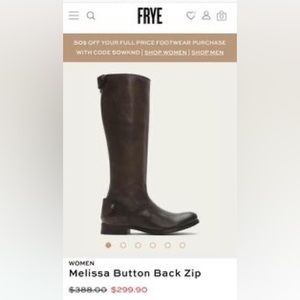 Size 9 Melissa Button Back Boots, extended calf.